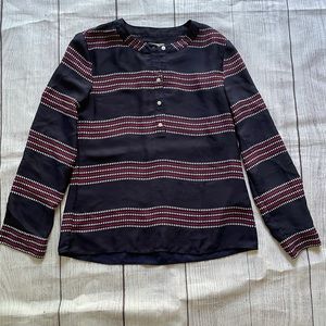 Banana Republic Navy Striped Button Down Top